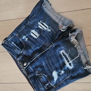 American Eagle Outfitters Distressed Blue Denim Shorts